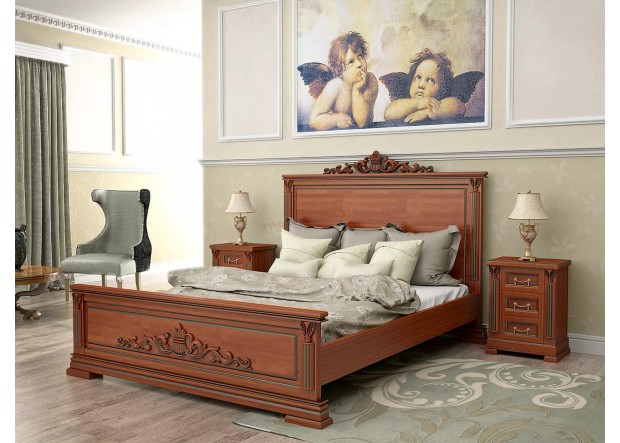 Кровать двуспальная ИТАЛИЯ 105 из массива сосны